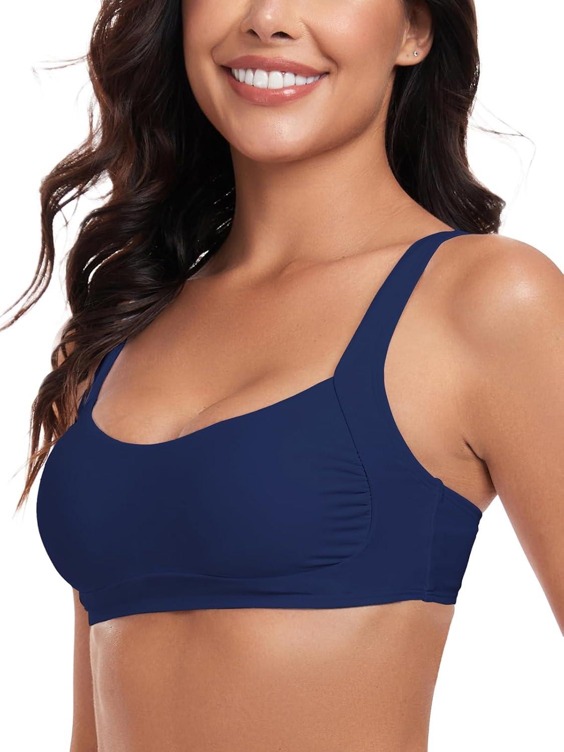 image:imageOcean Blues Womens Bandeau Bikini Top Padded Swimsuit Top with Adjustable StrapsNavy Blue