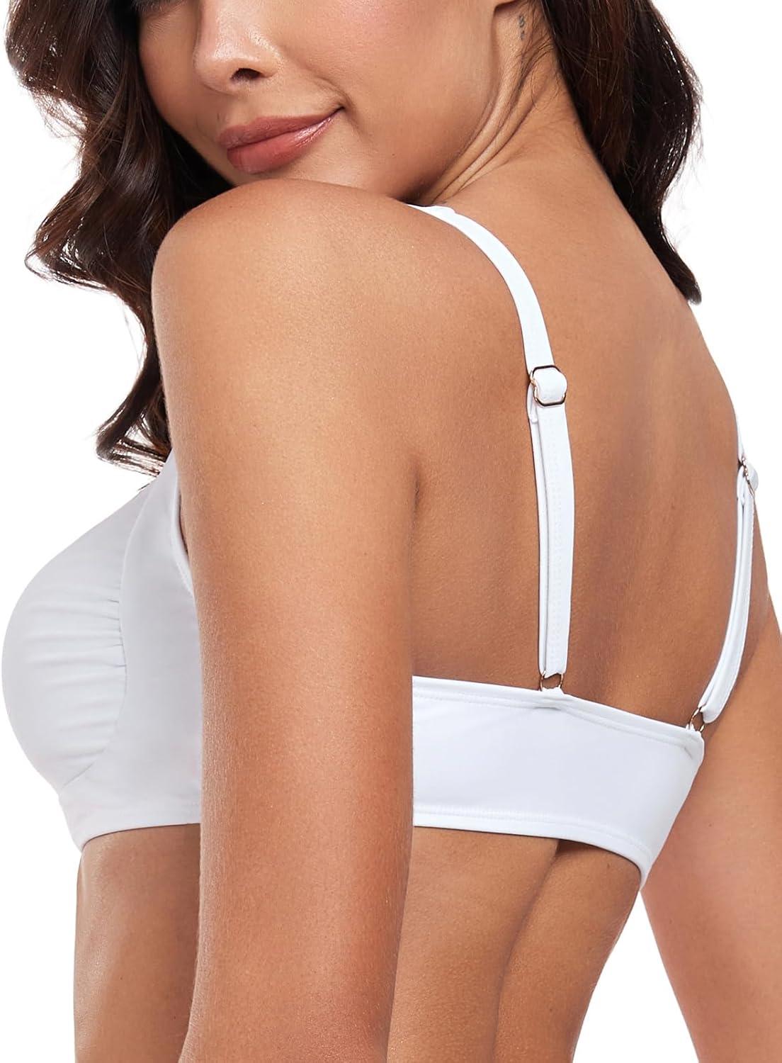 image:imageOcean Blues Womens Bandeau Bikini Top Padded Swimsuit Top with Adjustable StrapsWhite