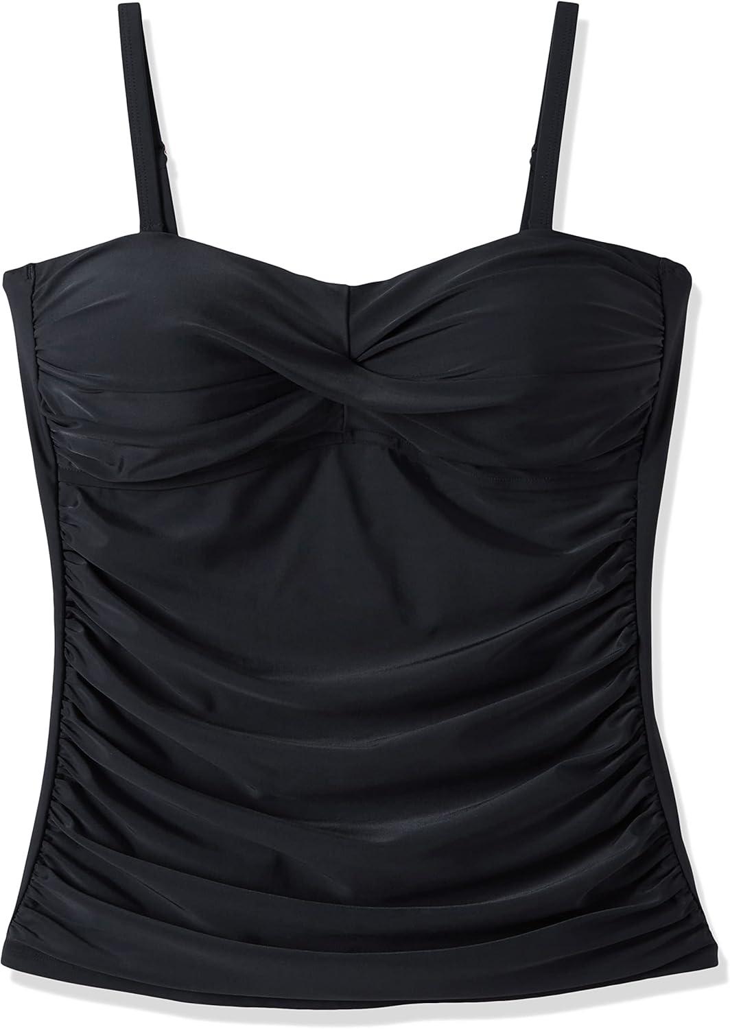 image:imageOcean Blues Womens Strapless Bandeau Swimsuit Top Ruched Tummy Control Tankini Top OnlyBlack