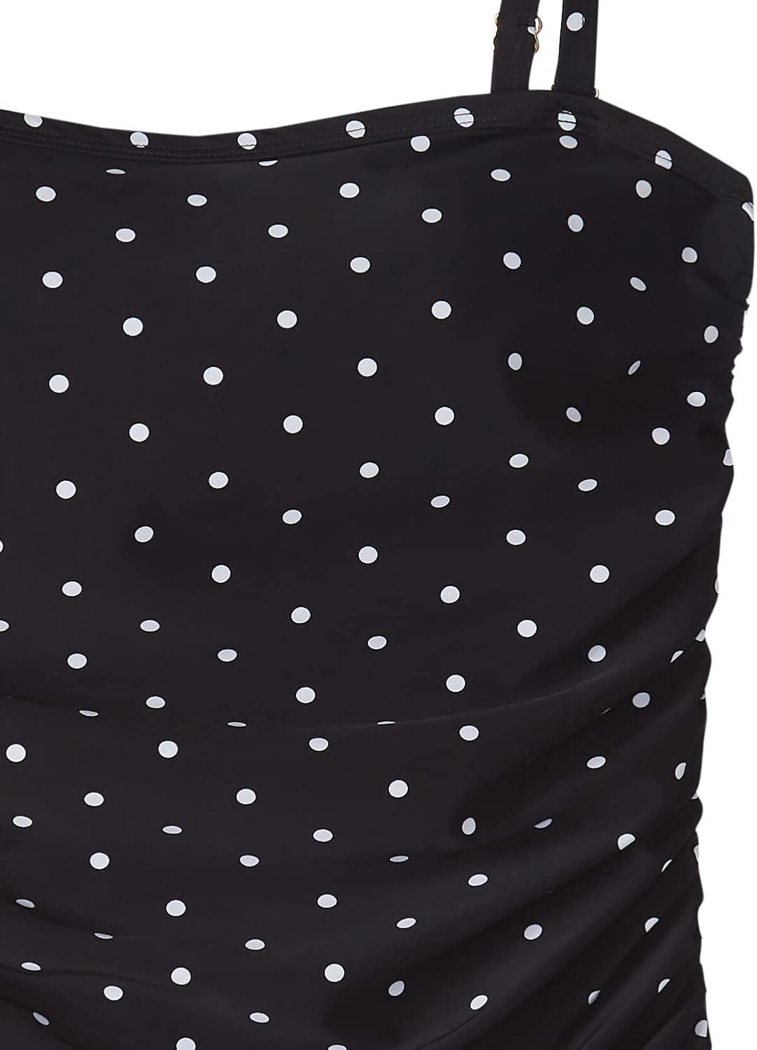 image:imageOcean Blues Womens Strapless Bandeau Tankini Top Tummy Control Bathing Suit Top OnlyBlackwhite Dots