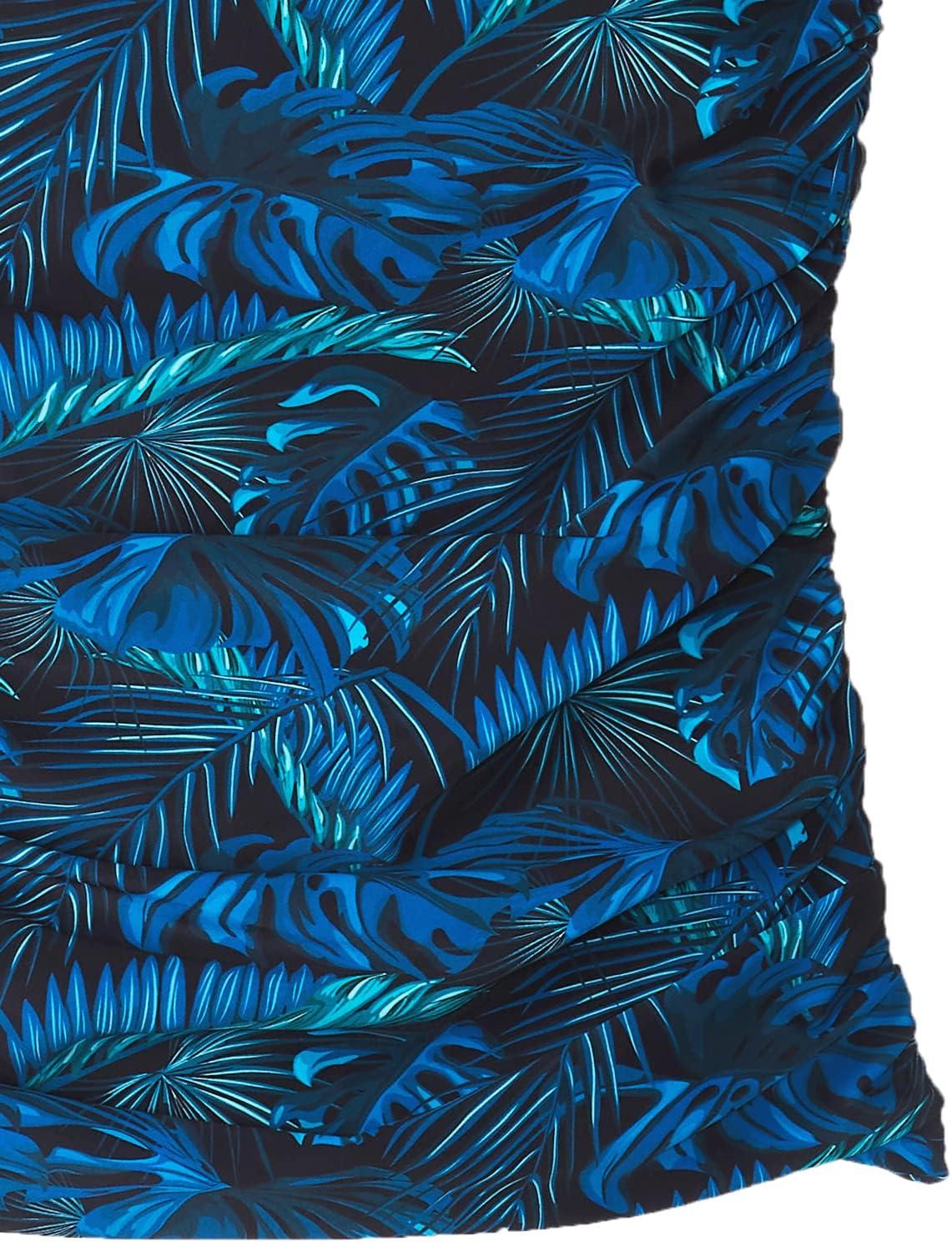image:imageOcean Blues Womens Strapless Bandeau Tankini Top Tummy Control Bathing Suit Top OnlyBlue Leaf