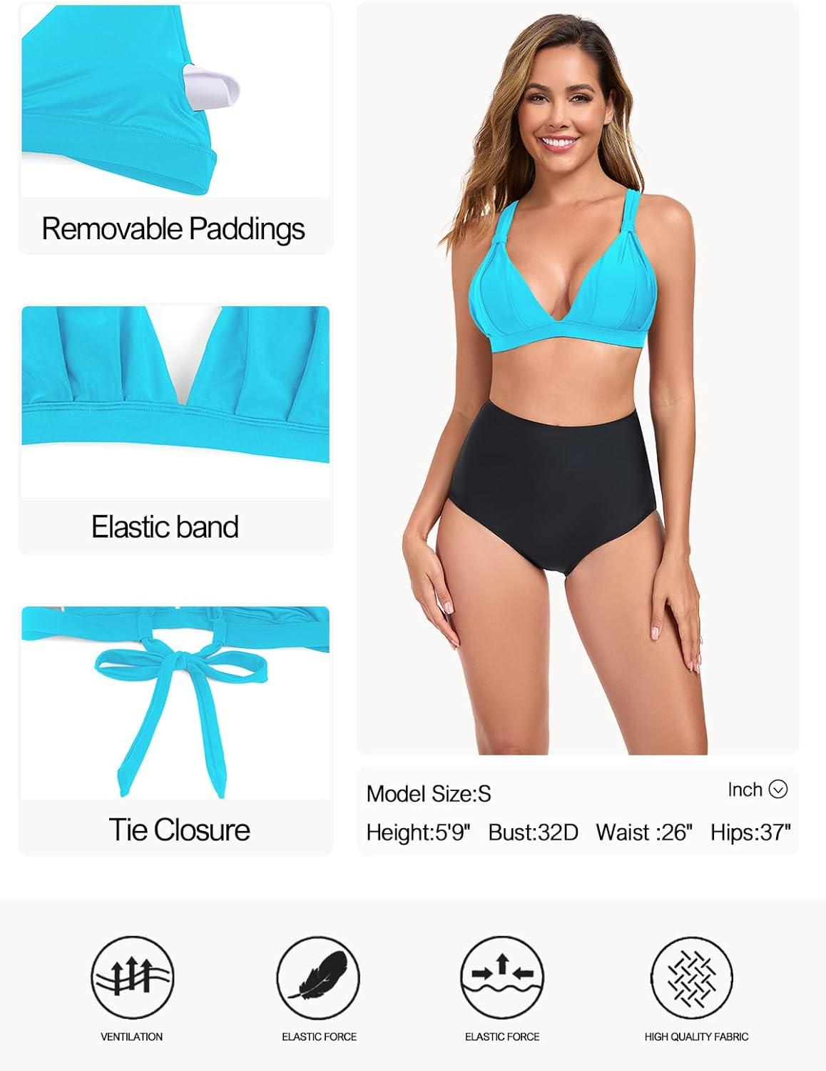 image:imageOcean Blues Womens Triangle Bikini Top VNeck Swimsuit TopSky Blue