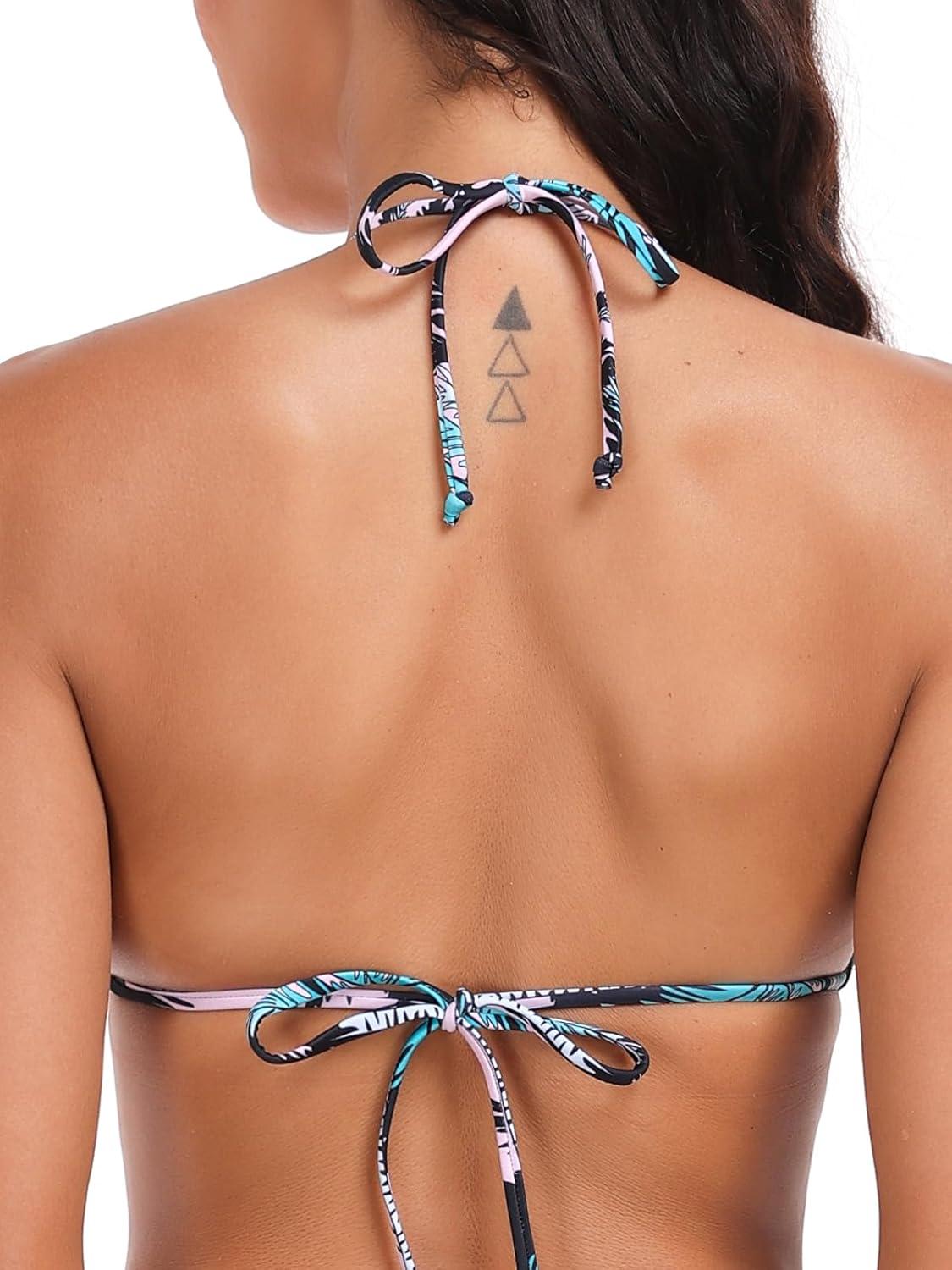 image:imageOcean Blues Womens Triangle Bikini TopLeaf Print
