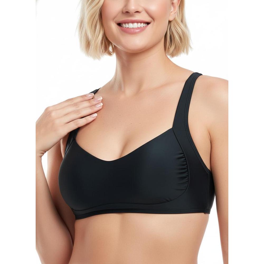 image:imageOcean Blues Womens Bandeau Bikini Top Padded Swimsuit Top with Adjustable StrapsBlack