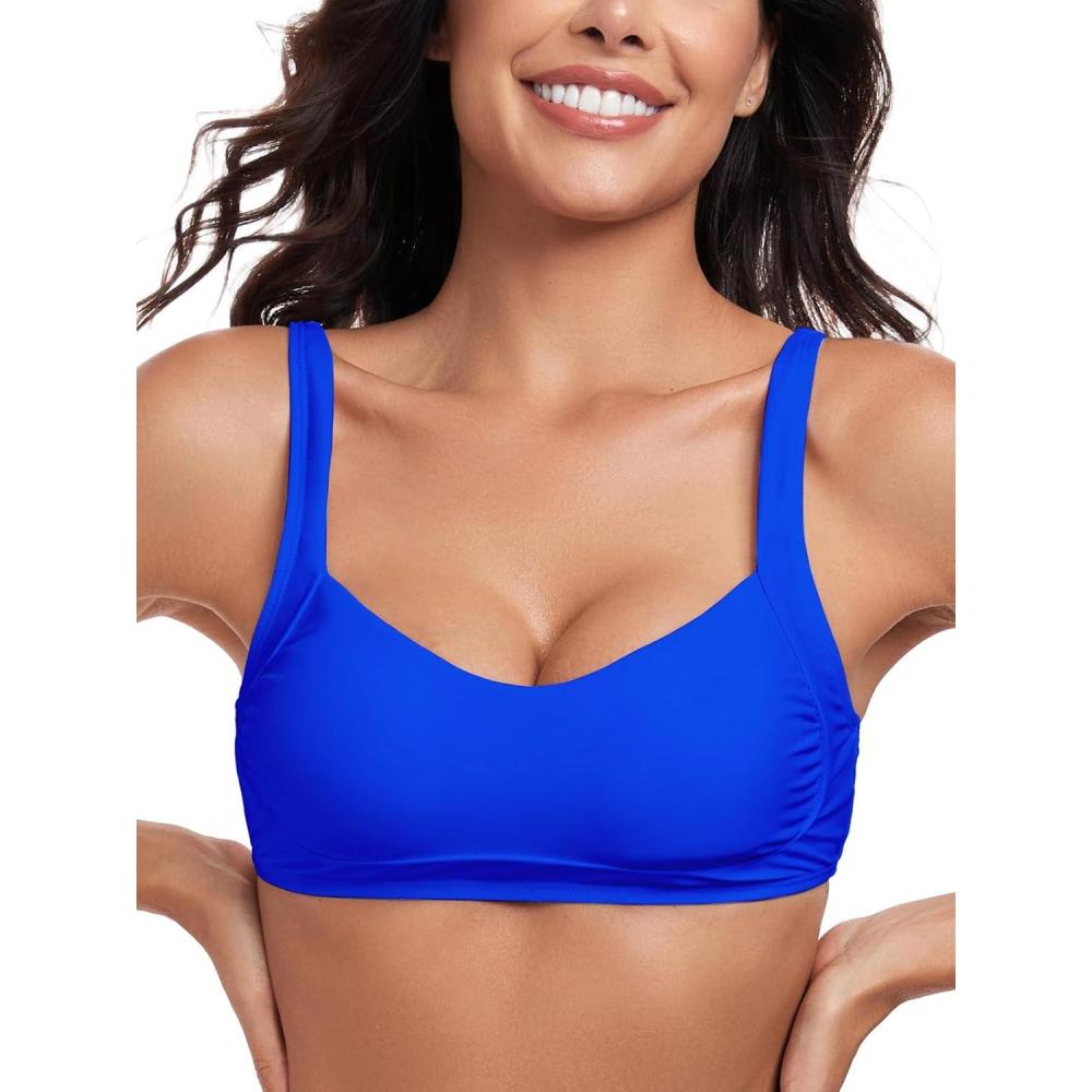image:imageOcean Blues Womens Bandeau Bikini Top Padded Swimsuit Top with Adjustable StrapsRoyal Blue