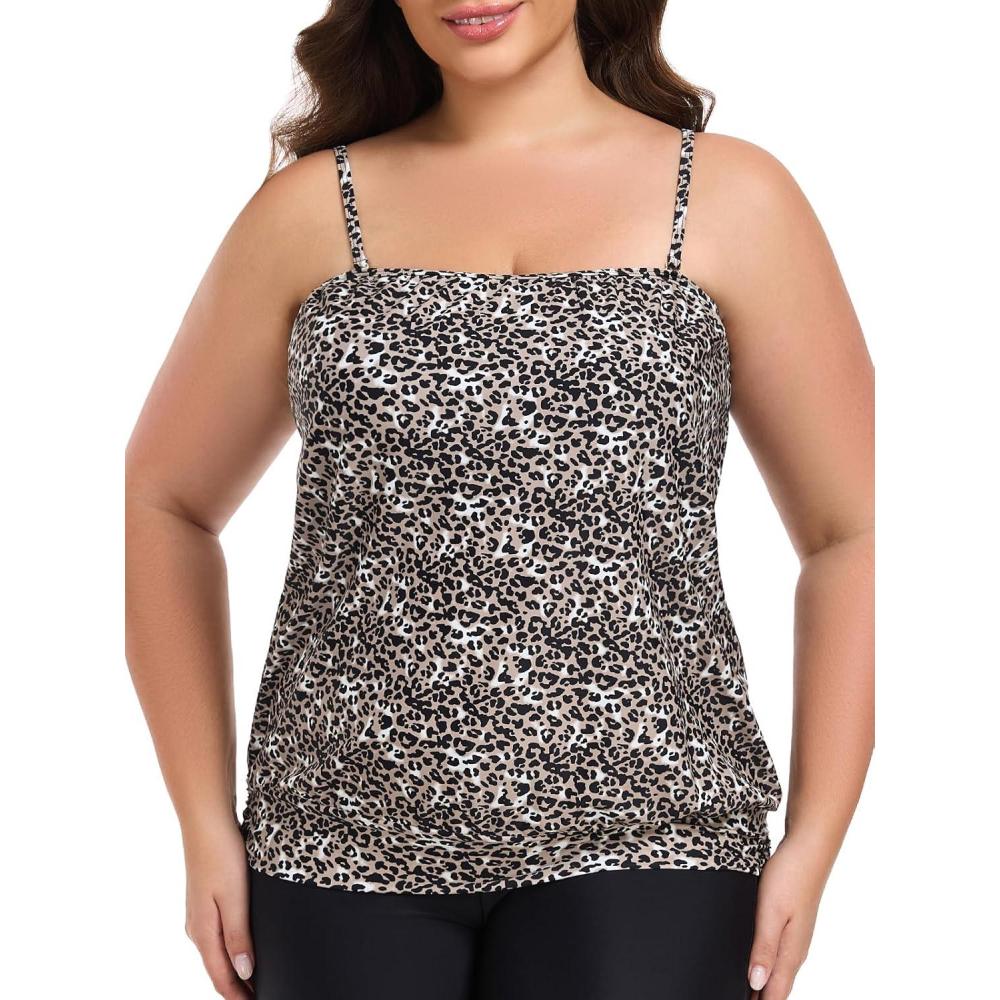 image:imageOcean Blues Womens Plus Size Bandeau Tankini Top Only LooseFitting SwimsuitLeopard