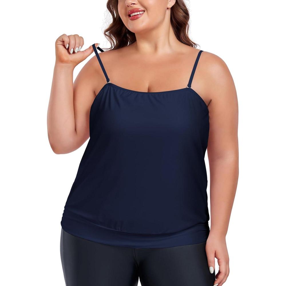 image:imageOcean Blues Womens Plus Size Bandeau Tankini Top Only LooseFitting SwimsuitNavy Blue