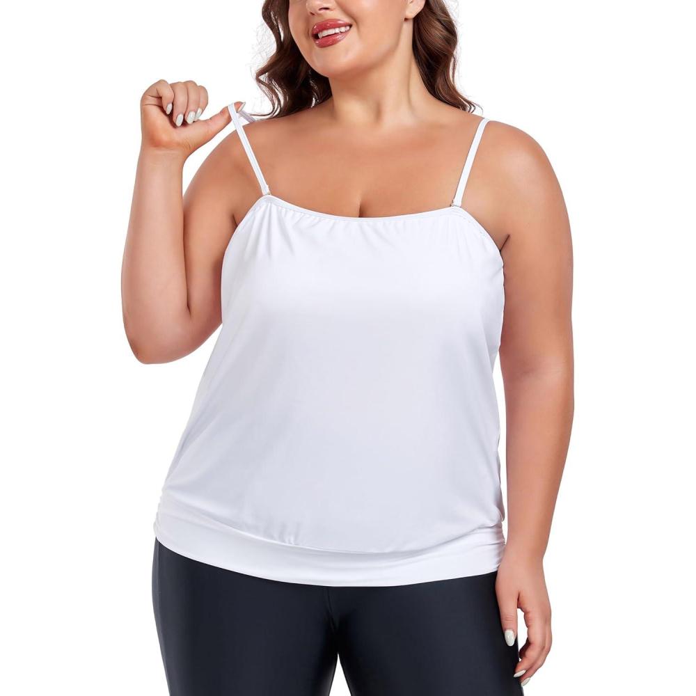image:imageOcean Blues Womens Plus Size Bandeau Tankini Top Only LooseFitting SwimsuitWhite