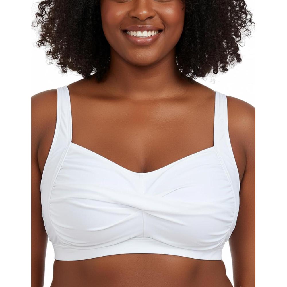image:imageOcean Blues Womens Plus Size Bikini Top Twist Front Molded Bathing Suit TopWhite