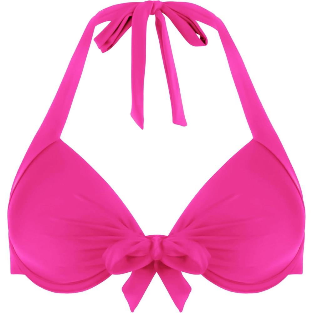 image:imageOcean Blues Womens Push Up Bikini Top Halter Swimsuit TopHot Pinkl