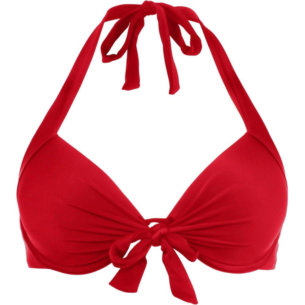 image:imageOcean Blues Womens Push Up Bikini Top Halter Swimsuit TopRed
