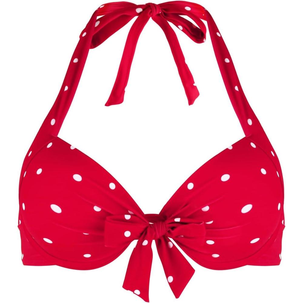 image:imageOcean Blues Womens Push Up Bikini Top Halter Swimsuit TopRed Polka Dot