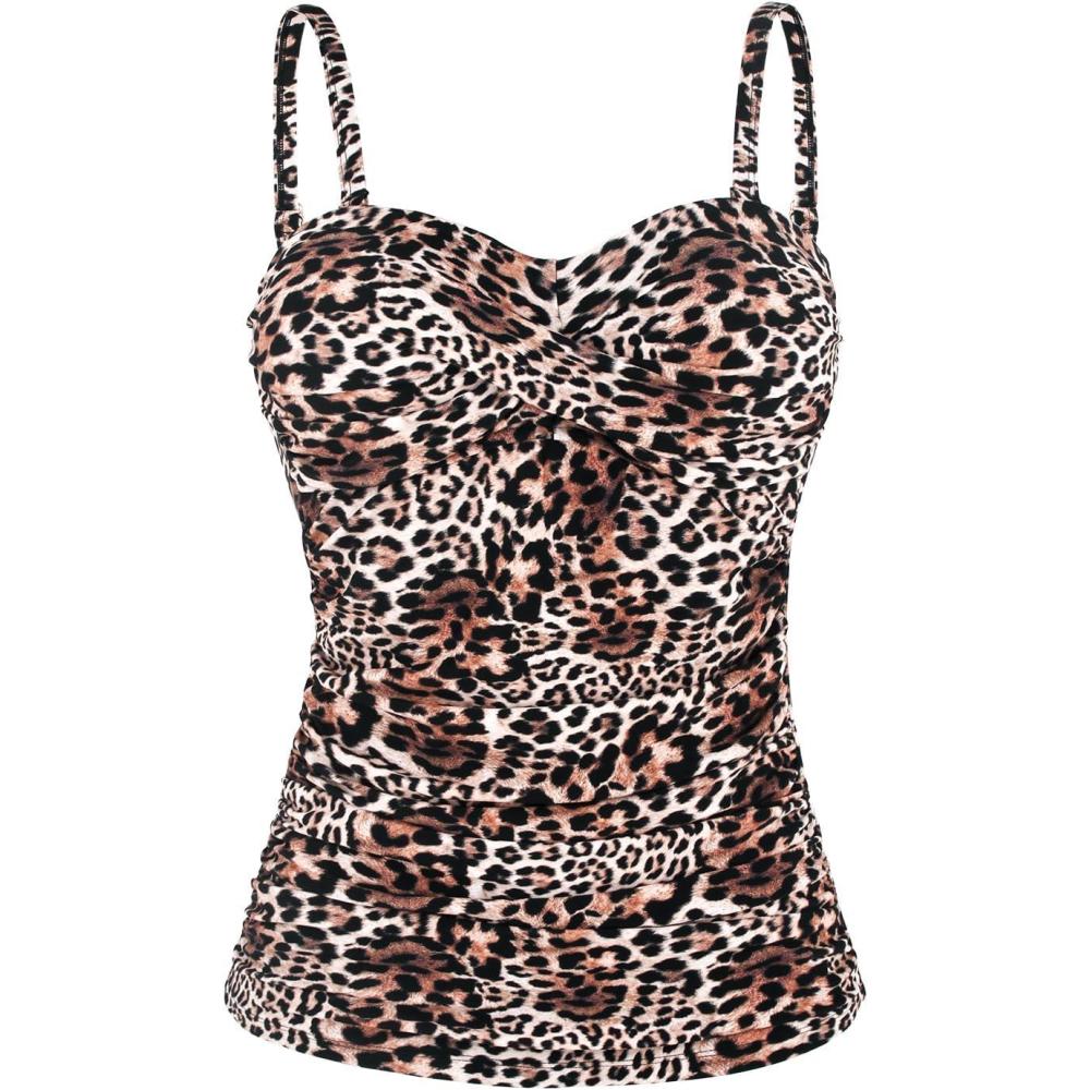 image:imageOcean Blues Womens Strapless Bandeau Swimsuit Top Ruched Tummy Control Tankini Top OnlySavanna