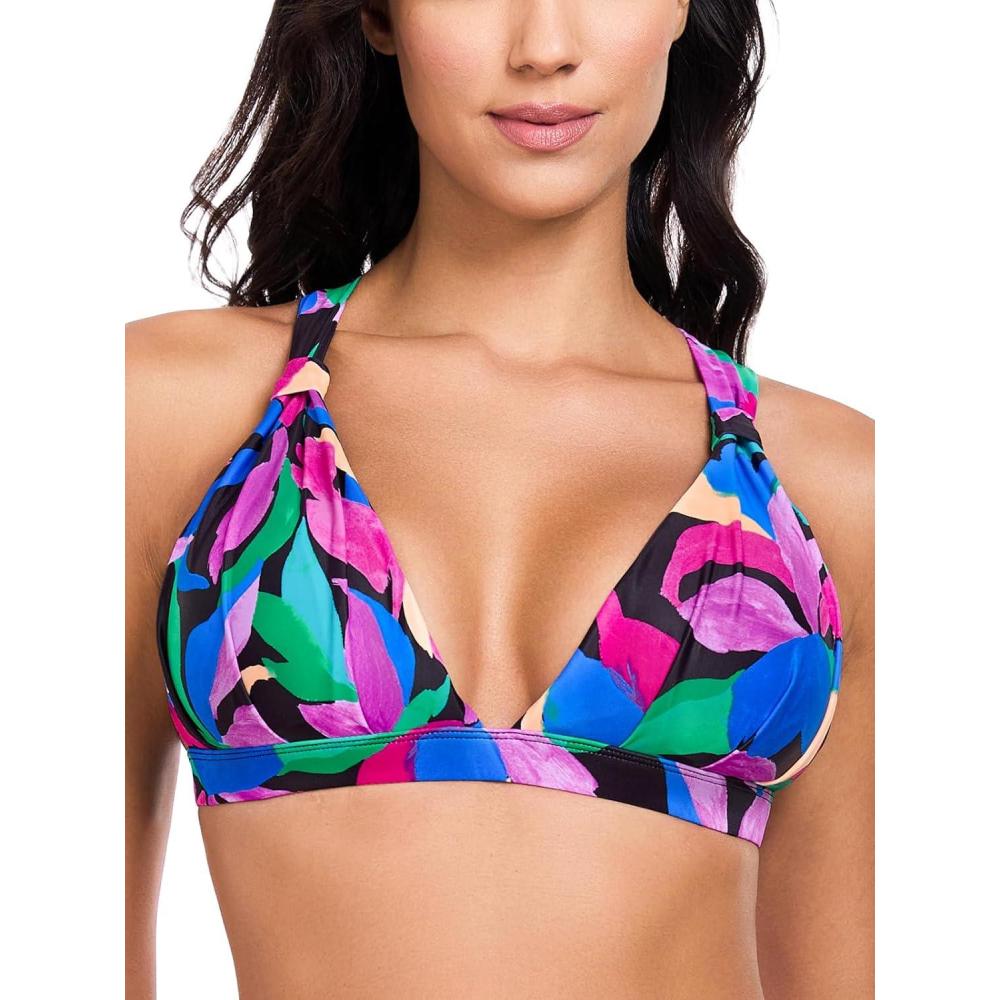image:imageOcean Blues Womens Triangle Bikini Top VNeck Swimsuit TopColorful Leaves