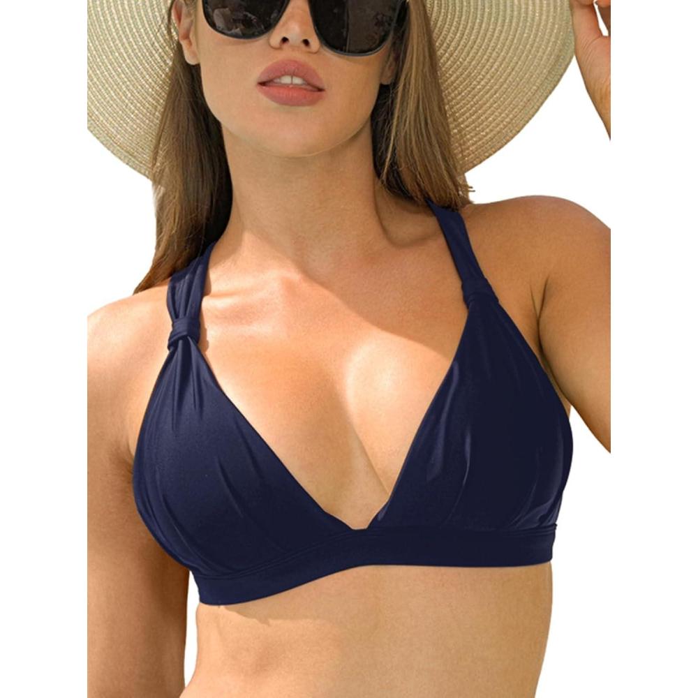 image:imageOcean Blues Womens Triangle Bikini Top VNeck Swimsuit TopNavy Blue