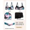 Ocean Blues Women’s Bandeau Bikini Top Padded Swimsuit Top with Adjustable Straps(Leaf Print)