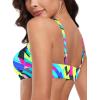 Ocean Blues Women’s Bandeau Bikini Top Padded Swimsuit Top with Adjustable Straps(Neon Striped)