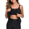 Ocean Blues Women’s Mesh Tankini Top Blouson Tankini Bathing Suit Top Loose Fit Swimsuit(Black)