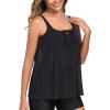 Ocean Blues Women’s Mesh Tankini Top Blouson Tankini Bathing Suit Top Loose Fit Swimsuit(Black)