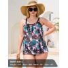 Ocean Blues Women’s Mesh Tankini Top Blouson Tankini Bathing Suit Top Loose Fit Swimsuit(Coconut Tree)