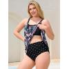 Ocean Blues Women’s Mesh Tankini Top Blouson Tankini Bathing Suit Top Loose Fit Swimsuit(Coconut Tree)