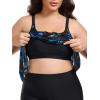 Ocean Blues Women’s Mesh Tankini Top Blouson Tankini Bathing Suit Top Loose Fit Swimsuit(Feather Print)