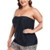 Ocean Blues Women’s Plus Size Bandeau Tankini Top Only Loose-Fitting Swimsuit(Black)