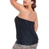 Ocean Blues Women’s Plus Size Bandeau Tankini Top Only Loose-Fitting Swimsuit(Black)
