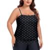 Ocean Blues Women’s Plus Size Bandeau Tankini Top Only Loose-Fitting Swimsuit(Black Polka Dot)