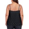 Ocean Blues Women’s Plus Size Bandeau Tankini Top Only Loose-Fitting Swimsuit(Black Polka Dot)