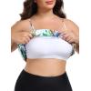 Ocean Blues Women’s Plus Size Bandeau Tankini Top Only Loose-Fitting Swimsuit(Leaf Print)