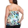 Ocean Blues Women’s Plus Size Bandeau Tankini Top Only Loose-Fitting Swimsuit(Leaf Print)