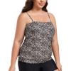Ocean Blues Women’s Plus Size Bandeau Tankini Top Only Loose-Fitting Swimsuit(Leopard)