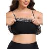 Ocean Blues Women’s Plus Size Bandeau Tankini Top Only Loose-Fitting Swimsuit(Leopard)