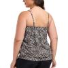 Ocean Blues Women’s Plus Size Bandeau Tankini Top Only Loose-Fitting Swimsuit(Leopard)