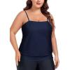 Ocean Blues Women’s Plus Size Bandeau Tankini Top Only Loose-Fitting Swimsuit(Navy Blue)