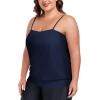 Ocean Blues Women’s Plus Size Bandeau Tankini Top Only Loose-Fitting Swimsuit(Navy Blue)