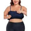 Ocean Blues Women’s Plus Size Bandeau Tankini Top Only Loose-Fitting Swimsuit(Navy Blue)