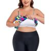 Ocean Blues Women’s Plus Size Bandeau Tankini Top Only Loose-Fitting Swimsuit(Neon Striped)