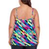 Ocean Blues Women’s Plus Size Bandeau Tankini Top Only Loose-Fitting Swimsuit(Neon Striped)