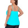 Ocean Blues Women’s Plus Size Bandeau Tankini Top Only Loose-Fitting Swimsuit(Sky Blue)