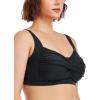 Ocean Blues Women’s Plus Size Bikini Top Twist Front Molded Bathing Suit Top(Black)