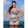 Ocean Blues Women’s Plus Size Bikini Top Twist Front Molded Bathing Suit Top(Neon Striped)