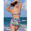 Ocean Blues Women’s Plus Size Bikini Top Twist Front Molded Bathing Suit Top(Neon Striped)