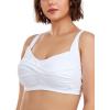 Ocean Blues Women’s Plus Size Bikini Top Twist Front Molded Bathing Suit Top(White)