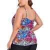 Ocean Blues Women’s Plus Size Tankini Top Only Loose Fit Blouson Tankini Bathing Suit Top(Animal Print)
