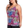 Ocean Blues Women’s Plus Size Tankini Top Only Loose Fit Blouson Tankini Bathing Suit Top(Animal Print)