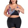 Ocean Blues Women’s Plus Size Tankini Top Only Loose Fit Blouson Tankini Bathing Suit Top(Animal Print)