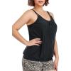Ocean Blues Women’s Plus Size Tankini Top Only Loose Fit Blouson Tankini Bathing Suit Top(Black)
