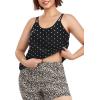 Ocean Blues Women’s Plus Size Tankini Top Only Loose Fit Blouson Tankini Bathing Suit Top(Black Polka Dot)